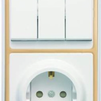 Блок БКВР-036 Бэлла (3-кл. выкл. + евророзетка с защ. шторками) зол. Кунцево 5848