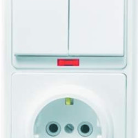 Блок БКВР-055 Бэлла (2-кл. выкл. с инд. + розетка с/з) бел. Кунцево 5833