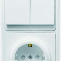 Блок БКВР-035 Бэлла (2-кл. выкл. + евророзетка с защ. шторками) бел. Кунцево 5835