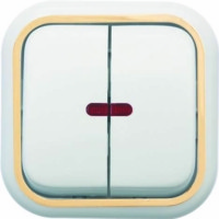 Выключатель 2кл. ОП Валентина 10А IP20 7637 с инд. бел./зол. Кунцево 7637