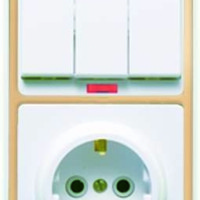 Блок БКВР-054 Бэлла (3-кл. выкл. с подсветкой + розетка с/з) зол. Кунцево 5846