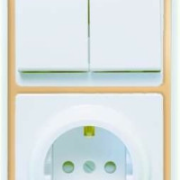 Блок БКВР-035 Бэлла (2-кл. выкл. + евророзетка с защ. шторками) зол. Кунцево 5836