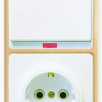 Блок БКВР-056 Бэлла (1-кл. выкл. с подсветкой + розетка с/з) зол. Кунцево 5822