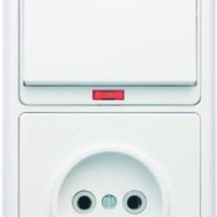 Блок БКВР-214 Бэлла (1-кл. выкл. с инд. + розетка) бел. Кунцево 5817