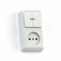 Блок комбинированный ОП БКВР-431 Оптима (2-кл. выкл. с подсветкой + розетка) бел. Кунцево 8063