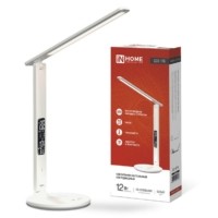 Светильник настольный светодиодный ССО 18Б 12Вт 3-6.5К 600лм сенсор-диммер часы темп. беспроводн. зарядка с адаптером бел. In Home 4690612041056