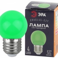 Лампа СДЛ ERAGL45-E27 P45 1Вт шар зел. E27 4SMD для белт-лайт Эра Б0049574