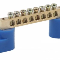 Шина N “ноль” на двух угловых изоляторах ШНИ-6х9-8-У2 NO-222-56 син. (уп.10шт) Эра Б0033436