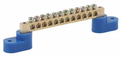 Шина N “ноль” на двух угловых изоляторах ШНИ-6х9-12-У2 NO-222-58 син. (уп.10шт) Эра Б0033438