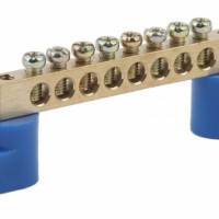 Шина N “ноль” на двух угловых изоляторах ШНИ-8х12-8-У2 NO-222-67 син. (уп.10шт) Эра Б0033446