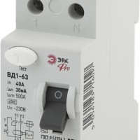 Выключатель дифференциального тока (УЗО) 1P+N 40А 30мА ВД1-63 Pro NO-902-25 ЭРА Б0031874
