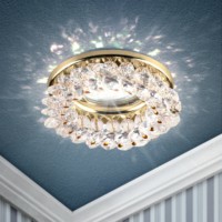 Светильник DK16 GD/WH декор “круглый с мелкими хрусталиками” зол./прозр. ЭРА C0043749