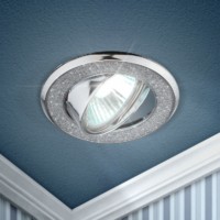 Светильник точечный DK18 CH/SH SL 50Вт MR16 12В декор “круглый со стекл. крошкой” хром./серебр. ЭРА C0043759