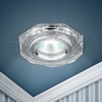 Светильник точечный DK5 CH/SL 1х50Вт GU5.3 IP20 MR16 12В/220В d100мм декор стекло “многогранник” зеркальн./хром. ЭРА C0045759