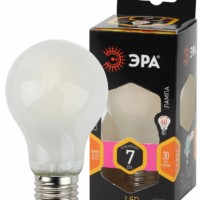 Лампа СДЛ Эра F-LED A60-7W-827-E27 frost Е27 / E27 7 Вт филамент груша матовая теплый белый свет