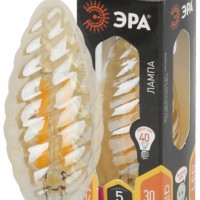 Лампа СДЛ ЭРА F-LED BTW-5Вт-827-E14 gold E14 5Вт филамент свеча витая золотая теплый белый свет