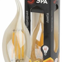 Лампа СДЛ ЭРА F-LED BXS-5Вт-827-E14 gold E14 5Вт филамент свеча на ветру золотистая теплый свет