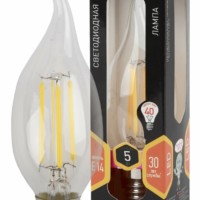 Лампа СДЛ ЭРА F-LED BXS-5Вт-827-E14 E14 5Вт филамент свеча на ветру теплый белый свет