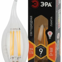 Лампа СДЛ ЭРА F-LED BXS-9Вт-827-E14 E14 9Вт филамент свеча на ветру теплый белый свет