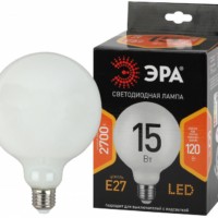 Лампа СДЛ ЭРА F-LED G125-15w-827-E27 OPAL E27 15Вт филамент шар матовый теплый белый свет
