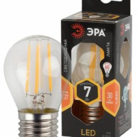 Лампа СДЛ ЭРА F-LED P45-7Вт-827-E27 E27 7Вт филамент шар теплый белый свет