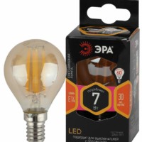 Лампа СДЛ ЭРА F-LED P45-7Вт-827-E14 gold E14 7Вт филамент шар золотистый теплый белый свет