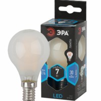 Лампа СДЛ ЭРА F-LED P45-7Вт-840-E14 frost E14 7Вт филамент шар матовый нейтральный белый свет