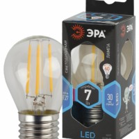 Лампа СДЛ ЭРА F-LED P45-7Вт-840-E27 E27 7Вт филамент шар нейтральный белый свет