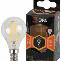 Лампа СДЛ ЭРА F-LED P45-9w-827-E14 E14 9Вт филамент шар теплый белый свет