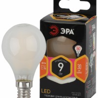Лампа СДЛ ЭРА F-LED P45-9w-827-E14 frost E14 9Вт филамент шар матовый теплый белый свет