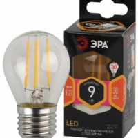 Лампа СДЛ ЭРА F-LED P45-9Вт-827-E27 E27 9Вт филамент шар теплый белый свет
