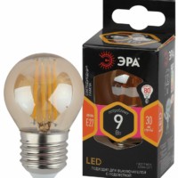 Лампа СДЛ ЭРА F-LED P45-9Вт-827-E27 gold E27 9Вт филамент шар золотистый теплый белый свет