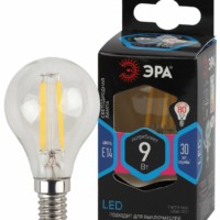 Лампа СДЛ ЭРА F-LED P45-9Вт-840-E14 E14 9Вт филамент шар нейтральный белый свет
