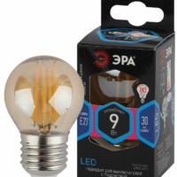 Лампа СДЛ ЭРА F-LED P45-9Вт-840-E27 gold E27 9Вт филамент шар золотистый нейтральный белый свет