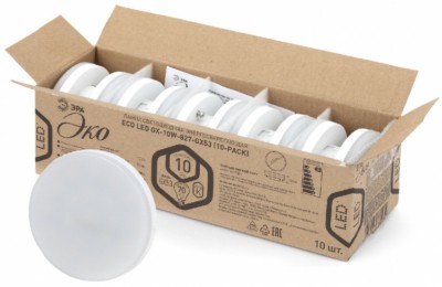 Лампа СДЛ RED LINE ECO LED GX-10Вт-840-GX53 10шт/уп GX53 10Вт таблетка нейтральный белый свет