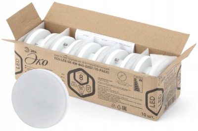 Лампа СДЛ RED LINE ECO LED GX-8Вт-840-GX53 10шт/уп GX53 8Вт таблетка нейтральный белый свет