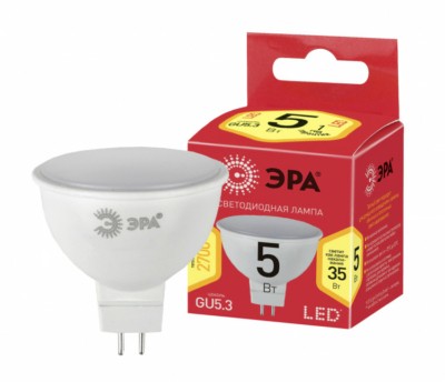 Лампа СДЛ ЭРА RED LINE ECO LED MR16-5Вт-827-GU5.3 GU5.3 5Вт софит теплый белый свет