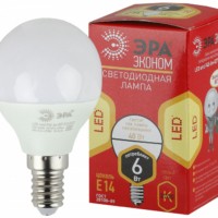Лампа СДЛ ЭРА RED LINE ECO LED P45-6Вт-827-E14 E14 6Вт шар теплый белый свет