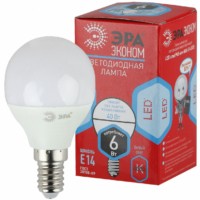 Лампа СДЛ ЭРА RED LINE ECO LED P45-6Вт-840-E14 E14 6Вт шар нейтральный белый свет