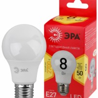 Лампа СДЛ ЭРА RED LINE LED A55-8Вт-827-E27 R Е27 8Вт груша теплый белый свет