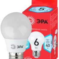 Лампа СДЛ ЭРА RED LINE LED A55-6Вт-840-E27 R E27 6Вт груша нейтральный белый свет