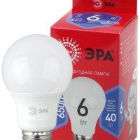 Лампа СДЛ ЭРА RED LINE LED A60-6Вт-865-E27 R Е27 6Вт груша холодный дневной свет