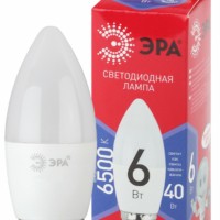 Лампа СДЛ ЭРА RED LINE LED B35-6Вт-865-E27 R E27 6Вт свеча холодный дневной свет