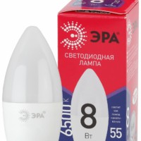 Лампа СДЛ ЭРА RED LINE LED B35-8Вт-865-E27 R Е27 8Вт свеча холодный дневной свет