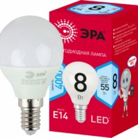 Лампа СДЛ ЭРА RED LINE LED P45-8Вт-840-E14 R E14 8Вт шар нейтральный белый свет