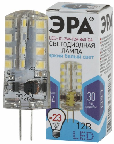 Лампа СДЛ ЭРА STD LED JC-3W-12V-840-G4 G4 3Вт капсула нейтральный белый свет