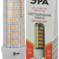 Лампа СДЛ ЭРА STD LED JC-5Вт-12V-CER-827-G4 G4 5Вт керамика капсула теплый белый свет