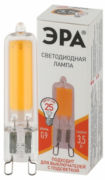 Лампа СДЛ ЭРА STD LED JCD-3.5Вт-GL-827-G9 G9 3,5Вт капсула теплый белый свет