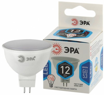Лампа СДЛ ЭРА STD LED MR16-12Вт-840-GU5.3 GU5.3 12Вт софит нейтральный белый свет