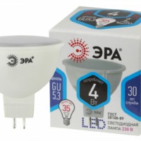 Лампа СДЛ ЭРА STD LED MR16-4Вт-840-GU5.3 GU5.3 4Вт софит нейтральный белый свет